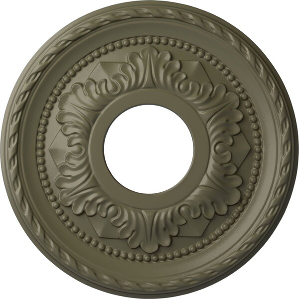 Ekena Millwork Palmetto Ceiling Medallion (Fits Canopies up to 4 7/8"), 12 1/8"OD x 3 1/2"ID x 1"P, Spartan Stone CM12PMSSF - main